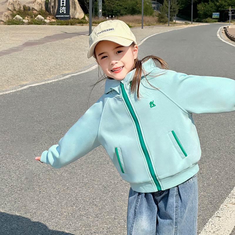 女童春秋290g休閒運動連帽衛衣外套