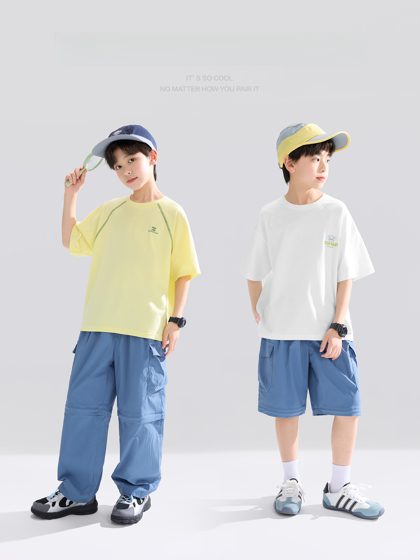 可拆卸兩穿男童溯溪大口袋工裝褲