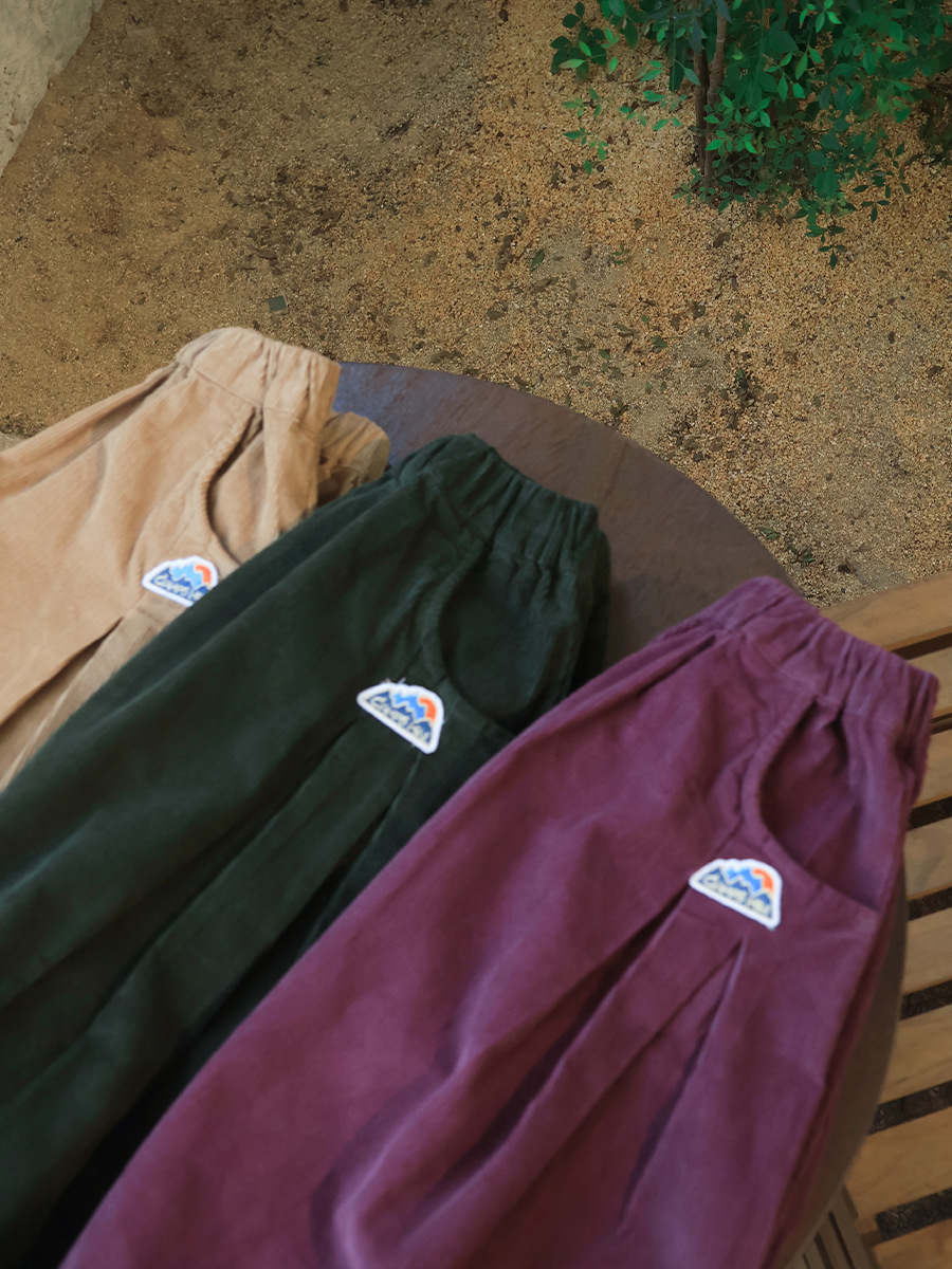 女童春季復古純色燈芯絨A字半身裙