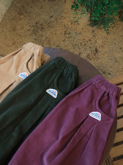 女童春季復古純色燈芯絨A字半身裙