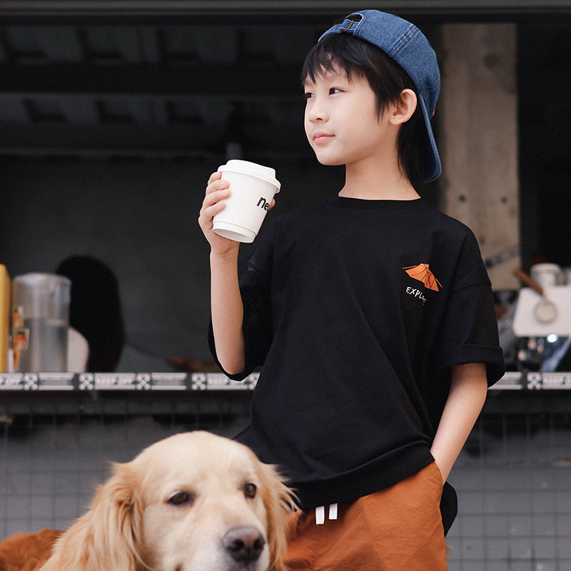 兒童戶外露營印花T恤