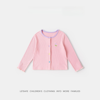 春季女童清新小花針織衫外套