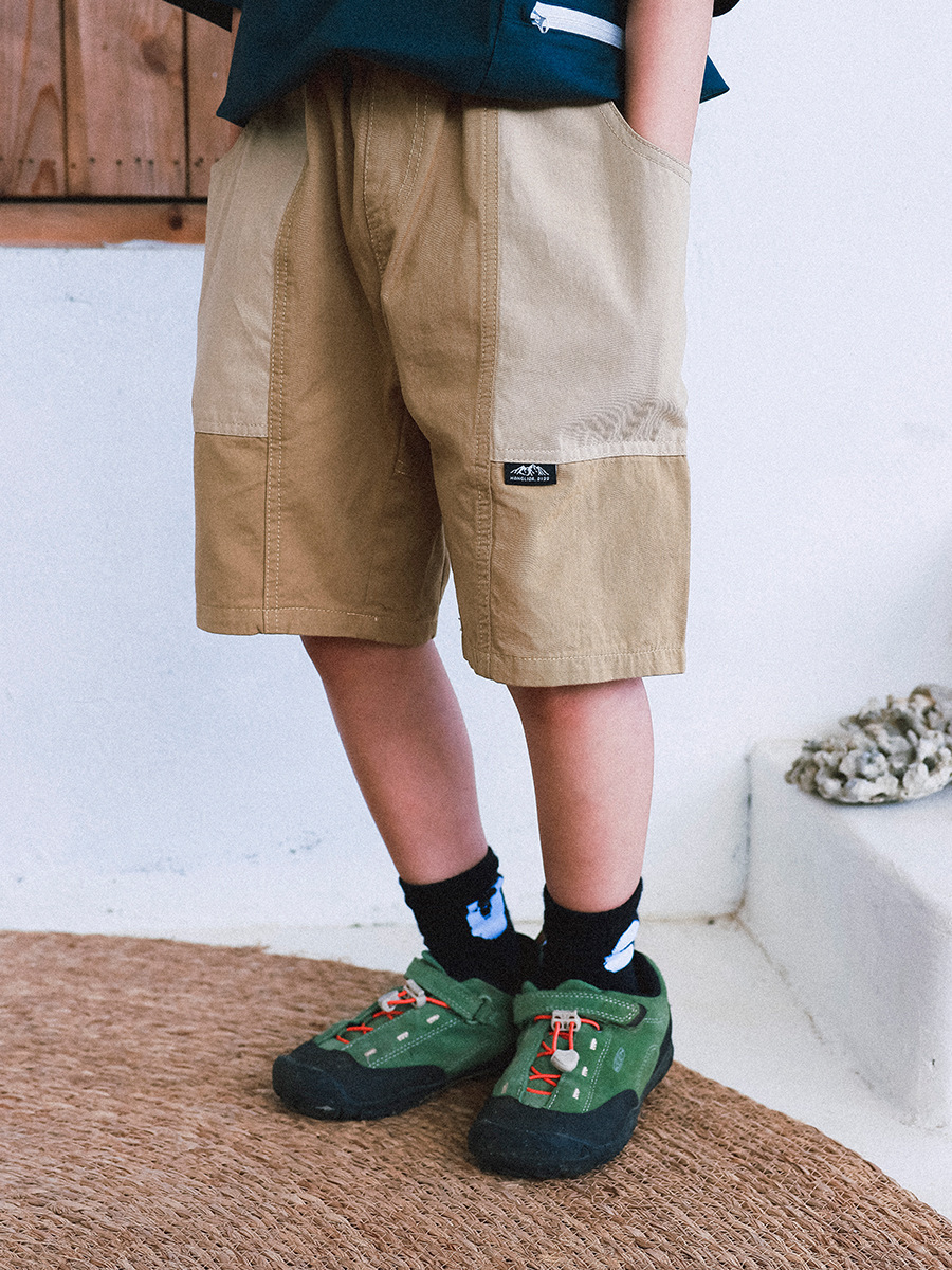 兒童夏季日系重磅復古水洗棉短褲