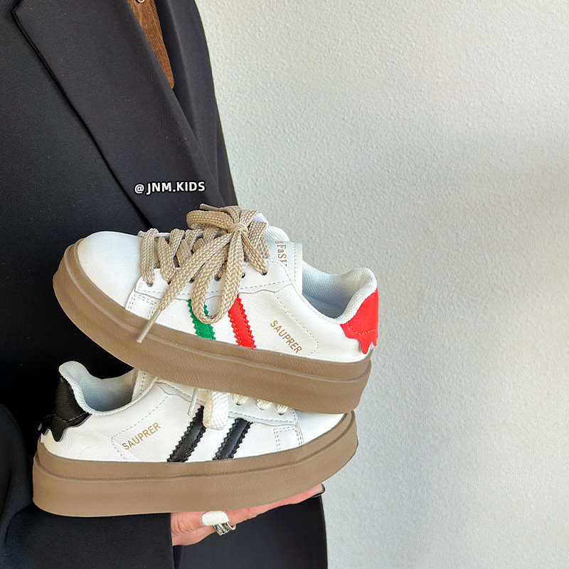 韓版兒童春秋低幫白色運動鞋