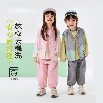 春季兒童新款馬甲打底衫褲子三件套套裝