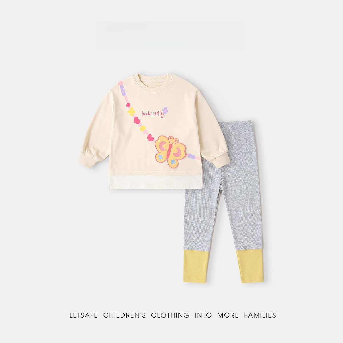 春季女童蝴蝶童趣套裝兩件套