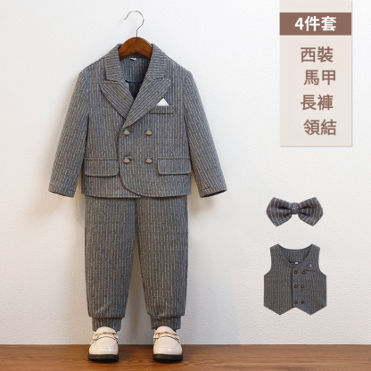 兒童帥氣英倫馬甲三件套