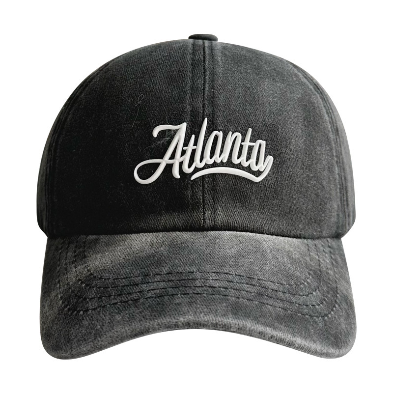 兒童字母水洗做舊鴨舌帽