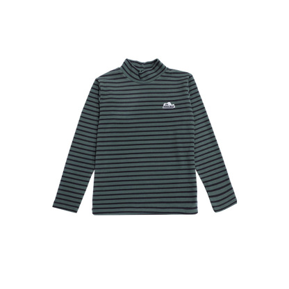 兒童冬季半高領條紋長袖打底衫