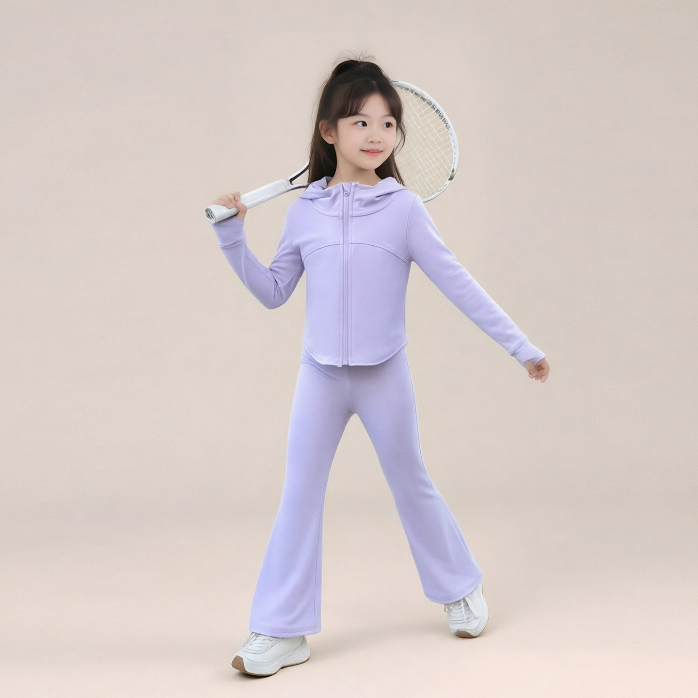 女童春季高彈修身速乾瑜伽服套裝