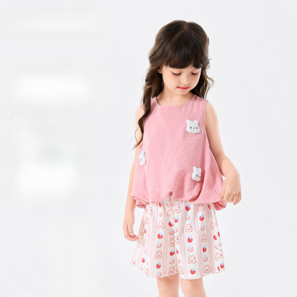 女童萌趣可愛背心短褲兩件套