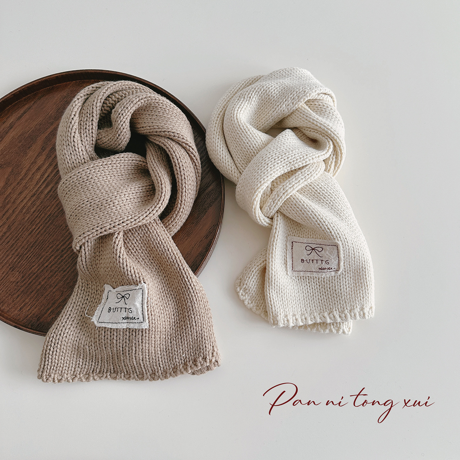 兒童純色秋冬保暖針織毛線圍脖