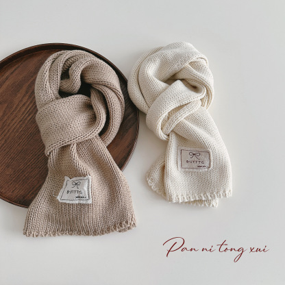 兒童純色秋冬保暖針織毛線圍脖