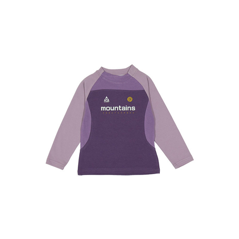 親子裝兒童長袖 T恤復古拼接運動打底衫