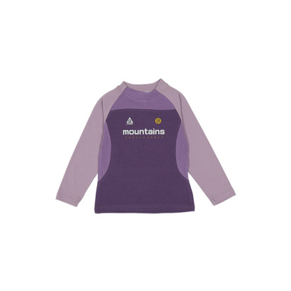 親子裝兒童長袖 T恤復古拼接運動打底衫