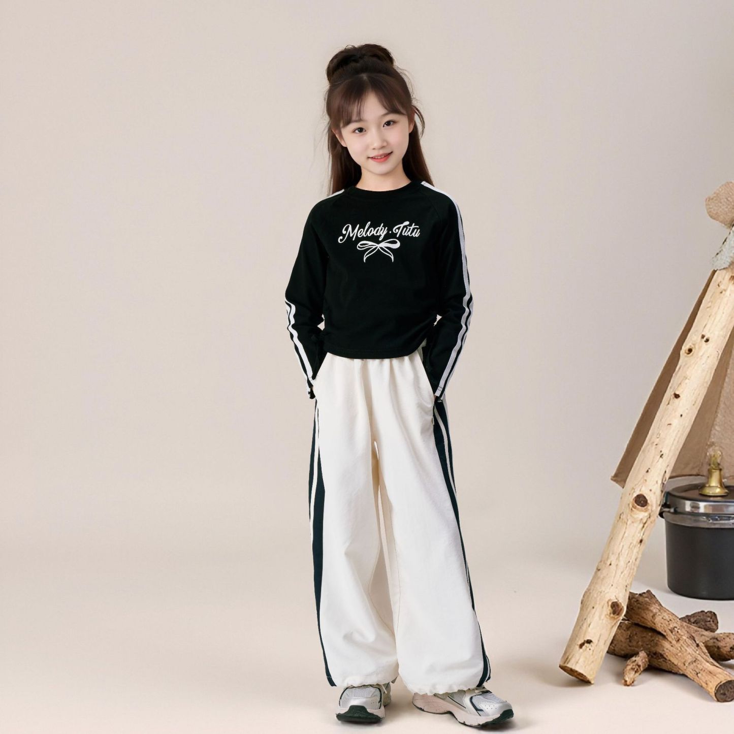 春季新款短款T恤長袖抽繩收褶打底衫