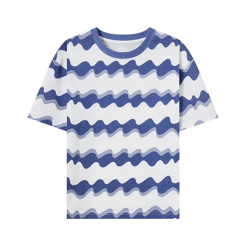 夏季男童清爽條紋涼感純棉百搭軟糯短袖T恤