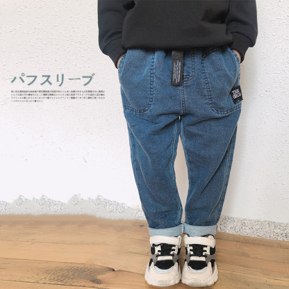日系初秋兒童牛仔褲