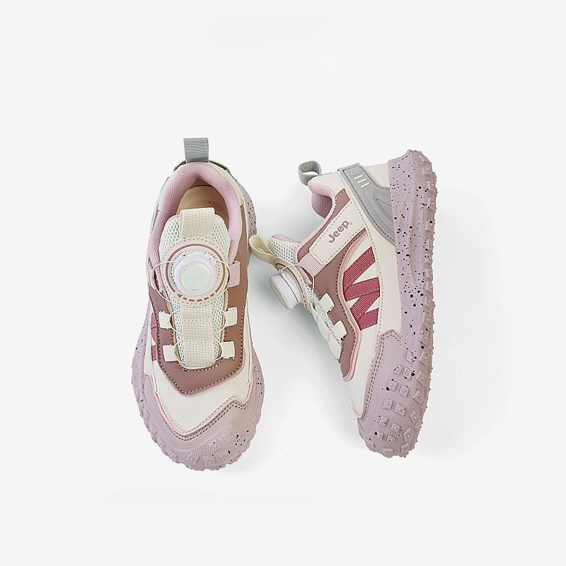 兒童春秋紐扣防滑登山跑步鞋