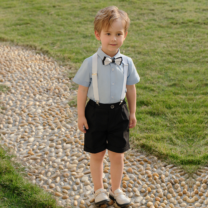 兒童春夏襯衫背帶褲套裝