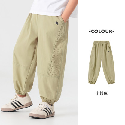 男童夏季拼接網眼透氣彈力運動褲