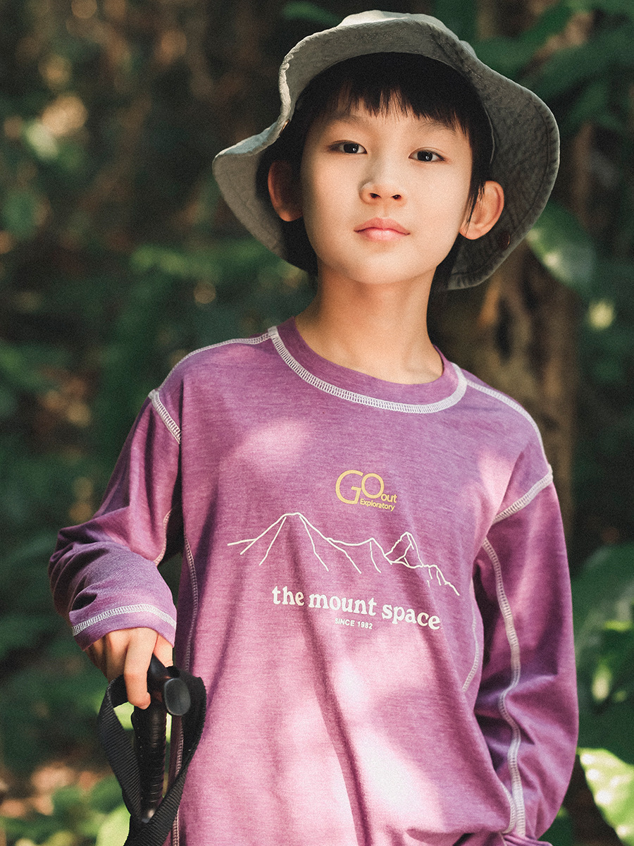 男童春季戶外明綫撞色速乾長袖T恤