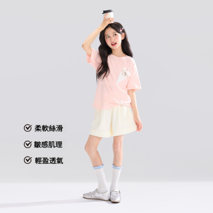 女童夏季輕薄透氣奶芙多巴胺短褲