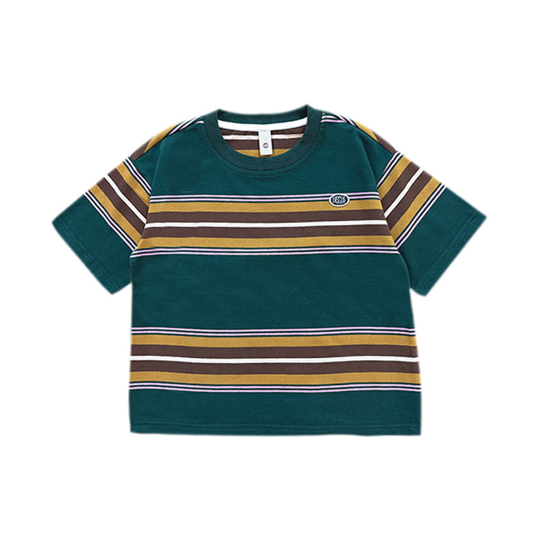 兒童復古條紋短袖T恤