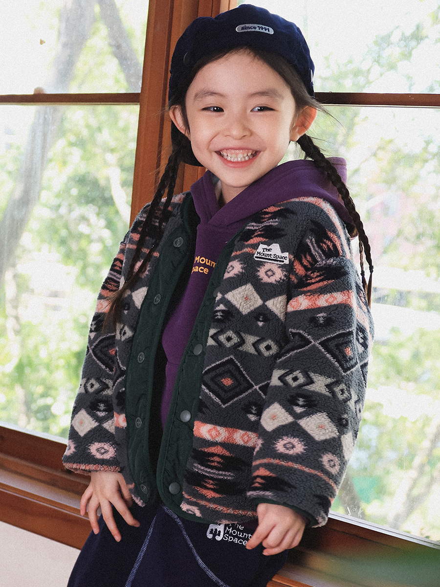 女童民族風加絨加厚奧粒絨雙面穿外套