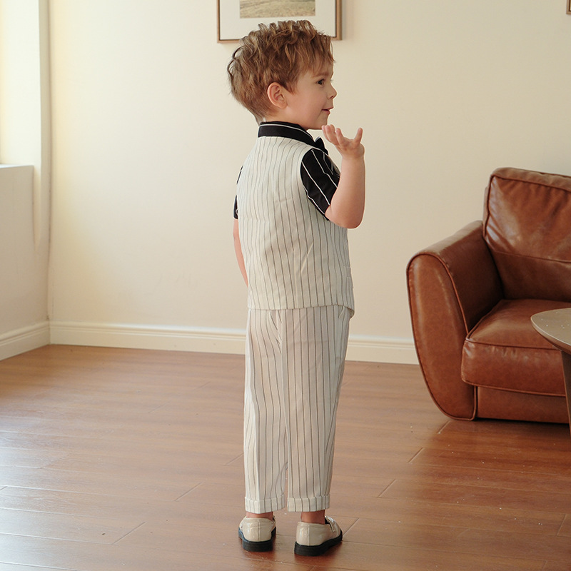 兒童短袖馬甲西裝套裝