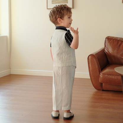 兒童短袖馬甲西裝套裝