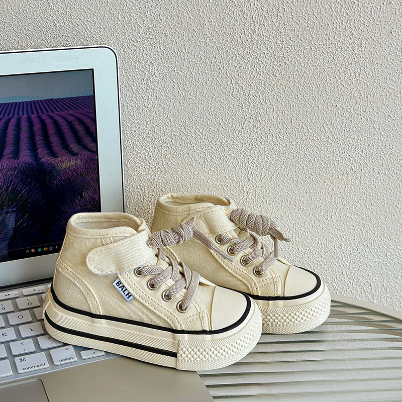 兒童軟底芒果頭高幫帆布鞋