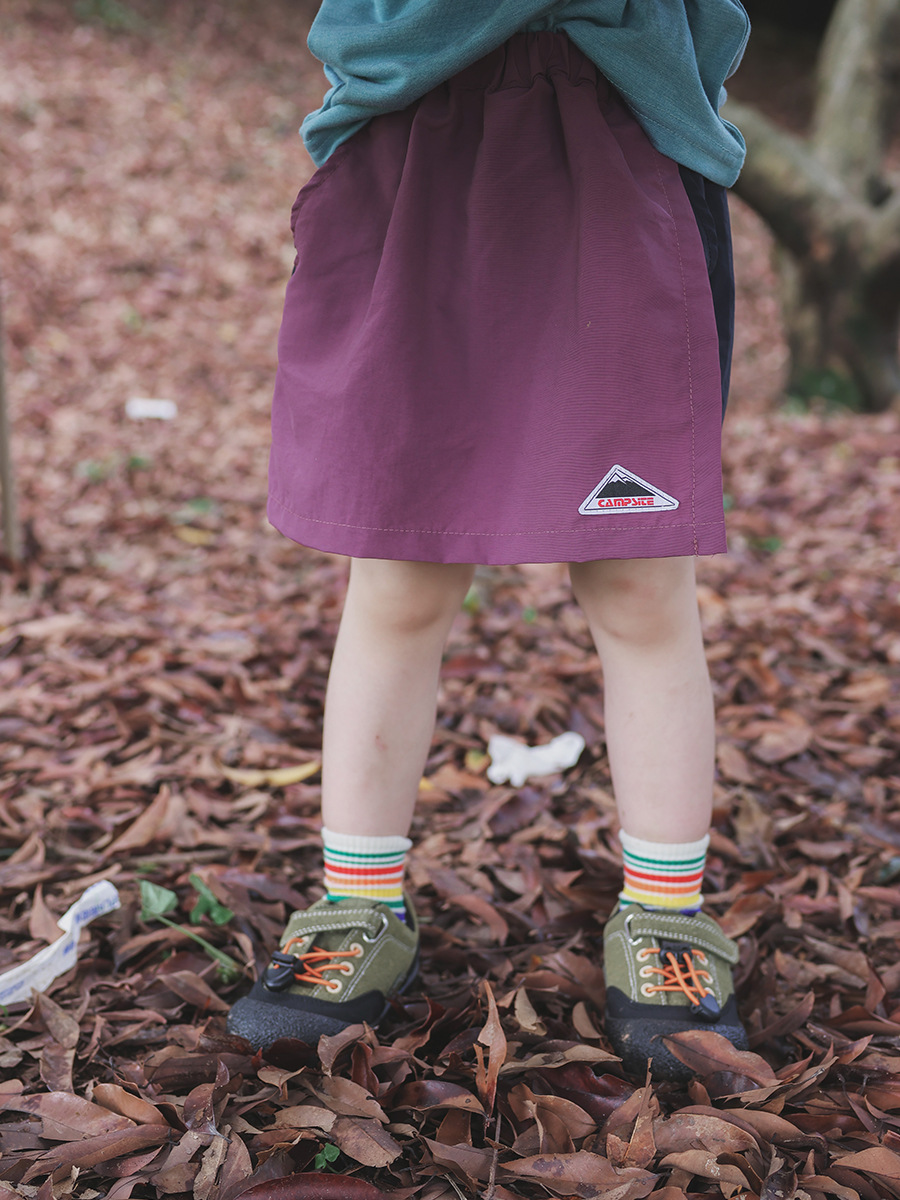 日系女童露營風工裝短褲速乾