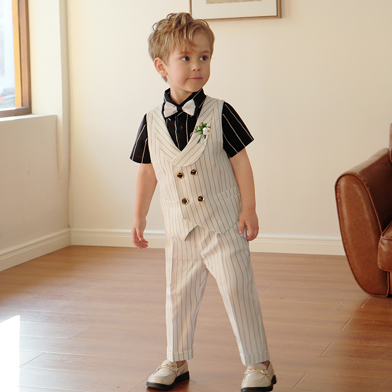 兒童短袖馬甲西裝套裝