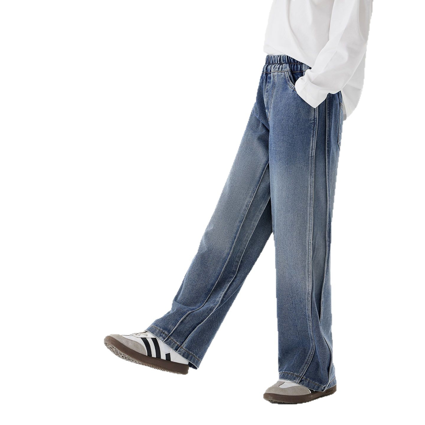 春秋女童寬鬆直筒牛仔褲