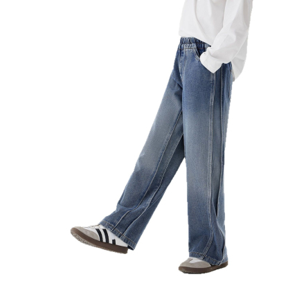 春秋女童寬鬆直筒牛仔褲