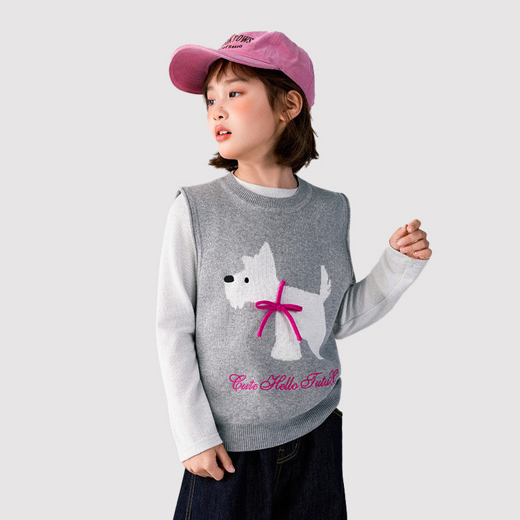 春秋新款女童卡通針織馬甲