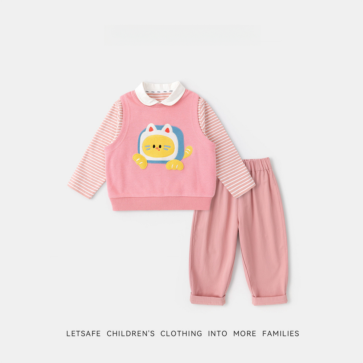 兒童春季T恤馬甲休閒褲三件套