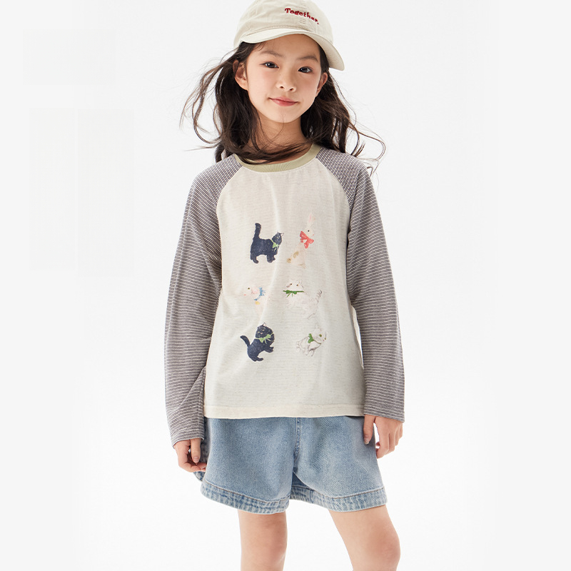 女童夏季韓版長袖寬鬆T 恤