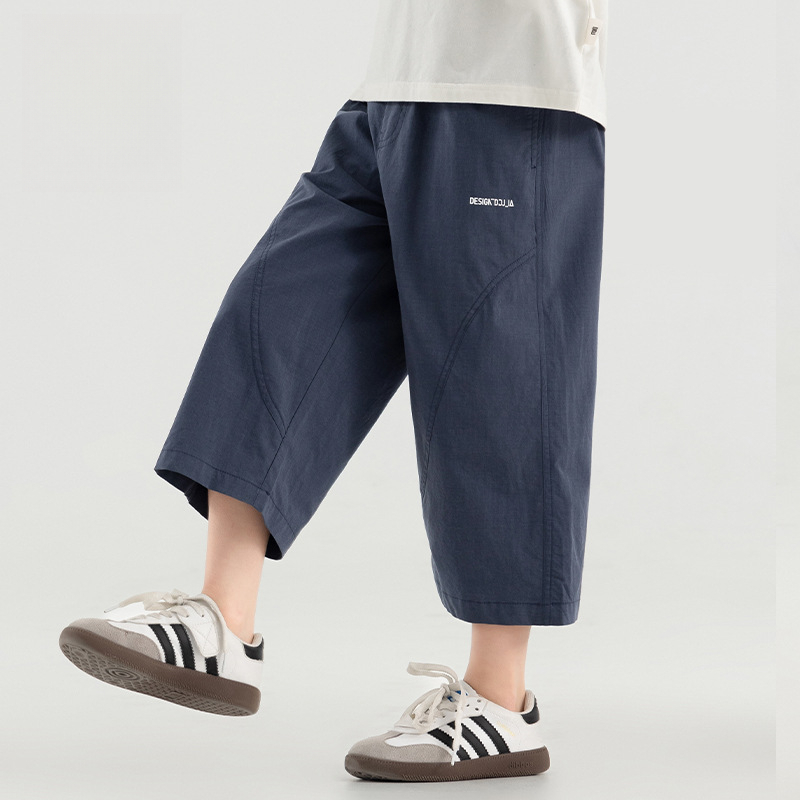 夏季男童寬鬆直筒八分褲柔軟垂順休閑褲