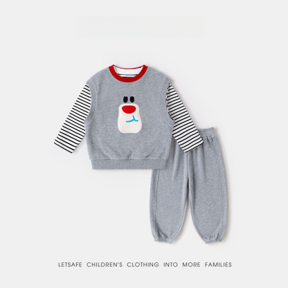 春季兒童新款時髦馬甲T恤褲子三件套