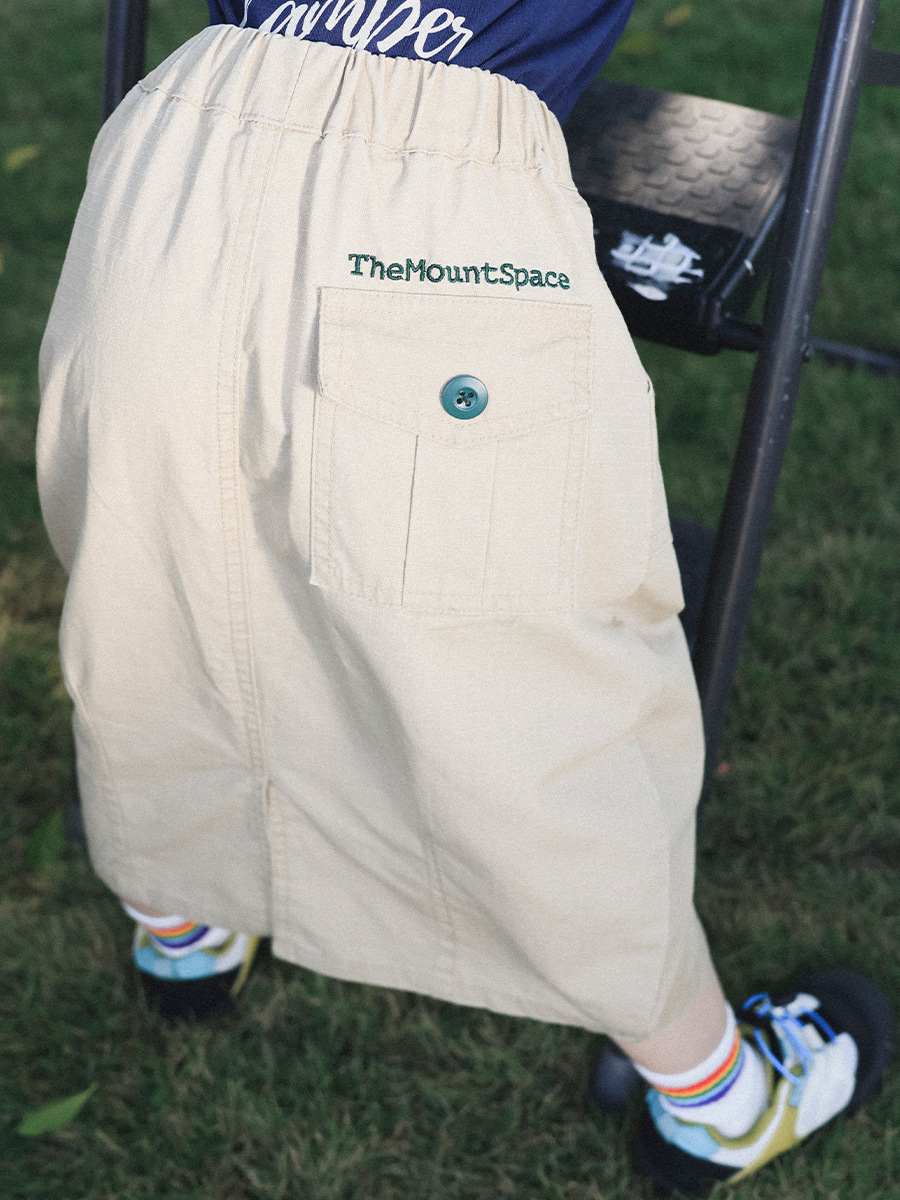 女童春季中長款純色寬鬆休閑工裝半身裙