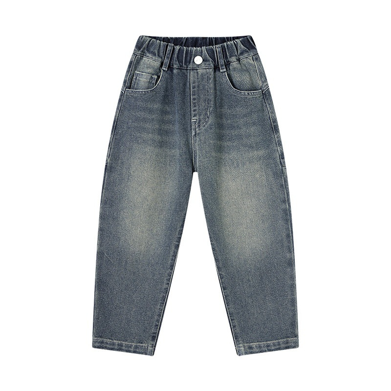 春秋男童休閑字母刺綉洋氣牛仔褲