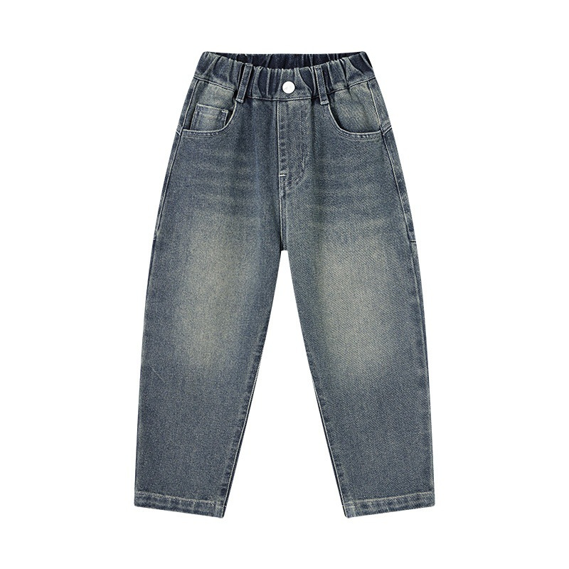 春秋男童休閑字母刺綉洋氣牛仔褲