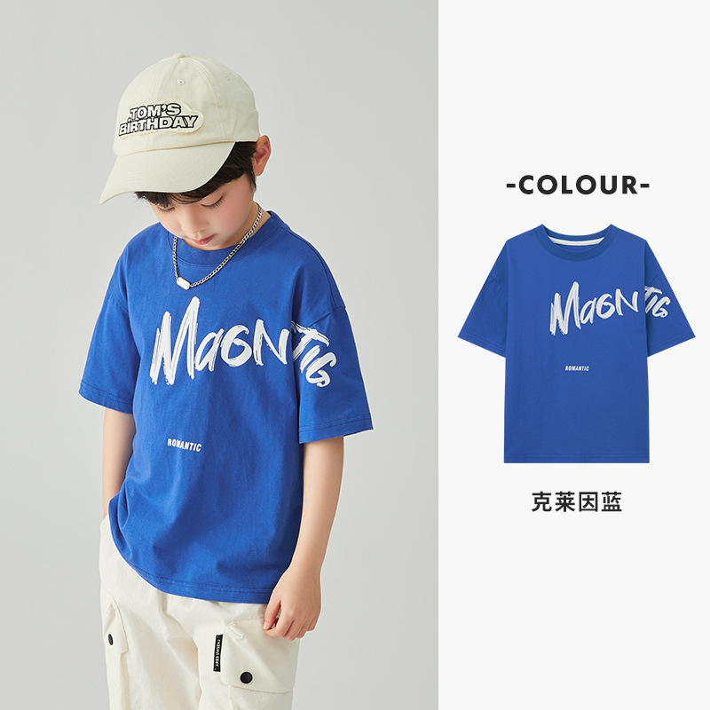 夏季男童薄款涼感印花短袖運動休閑純棉上衣