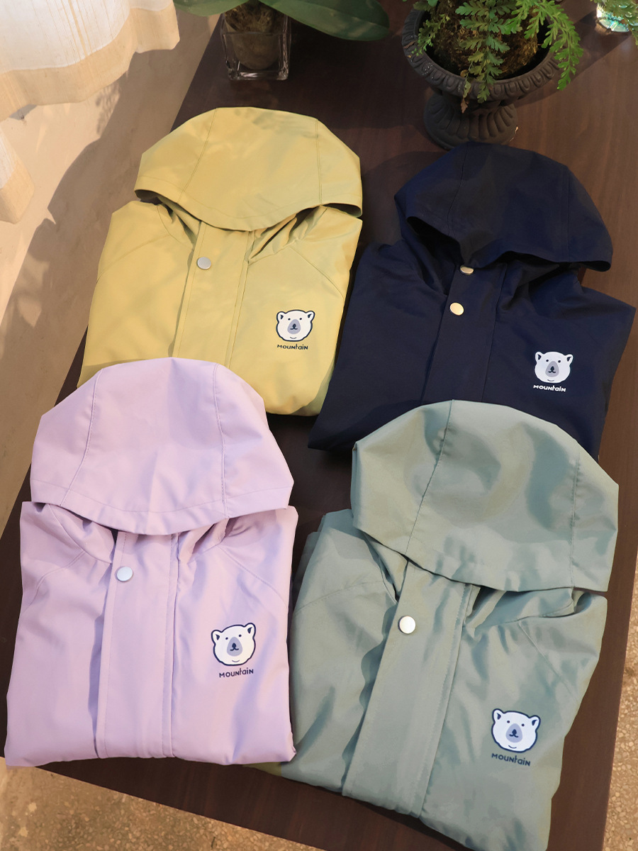 女童春季連帽軟殼印花立領外套