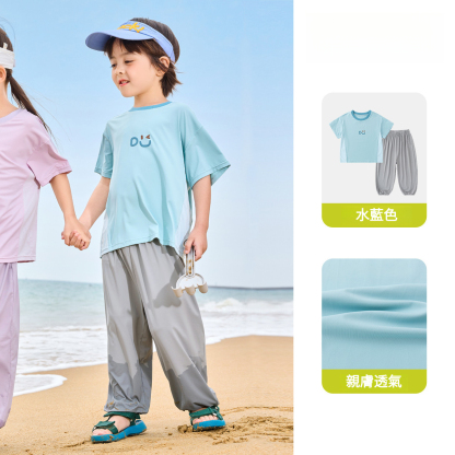 兒童夏季輕薄短袖長褲休閒兩件套