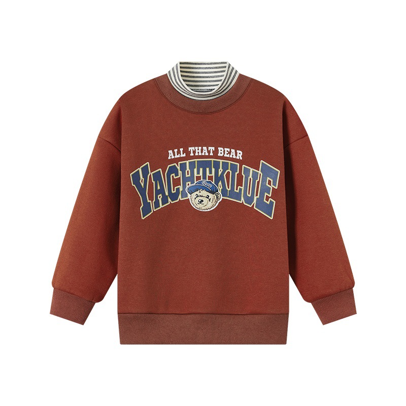 男童美式奧粒絨英文印花衛衣