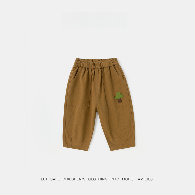 100%全棉兒童秋季簡約童趣休閒褲