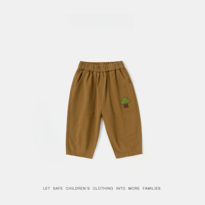 100%全棉兒童秋季簡約童趣休閒褲